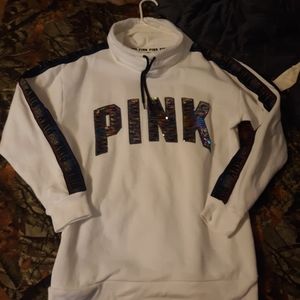 Vs pink bling tunic cowl neck sweatshirt